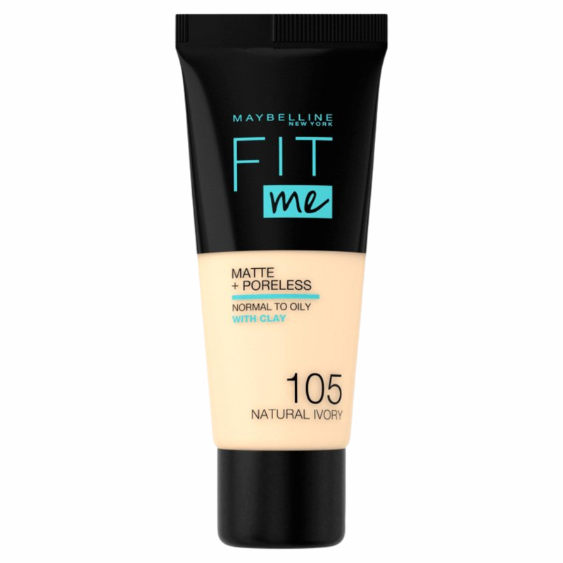 Maybelline Fit Me Matte and Poreless Foundation 105 Natural Ivory, vloeibare foundation