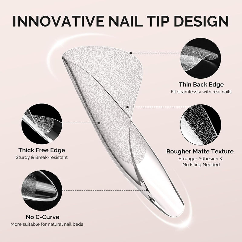 Full Cover Soft Gel Nail Tips Long Almond Stiletto 600pcs
