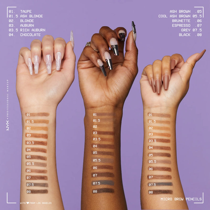 NYX Professional Makeup Micro Brow Pencil Black, wenkbrauwpotlood met ultra-fijn puntje en spoolie, foto 3 van 4