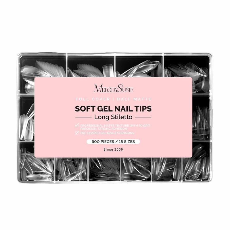 Long Almond Stiletto X Nail Tips 600pcs 15 Sizes