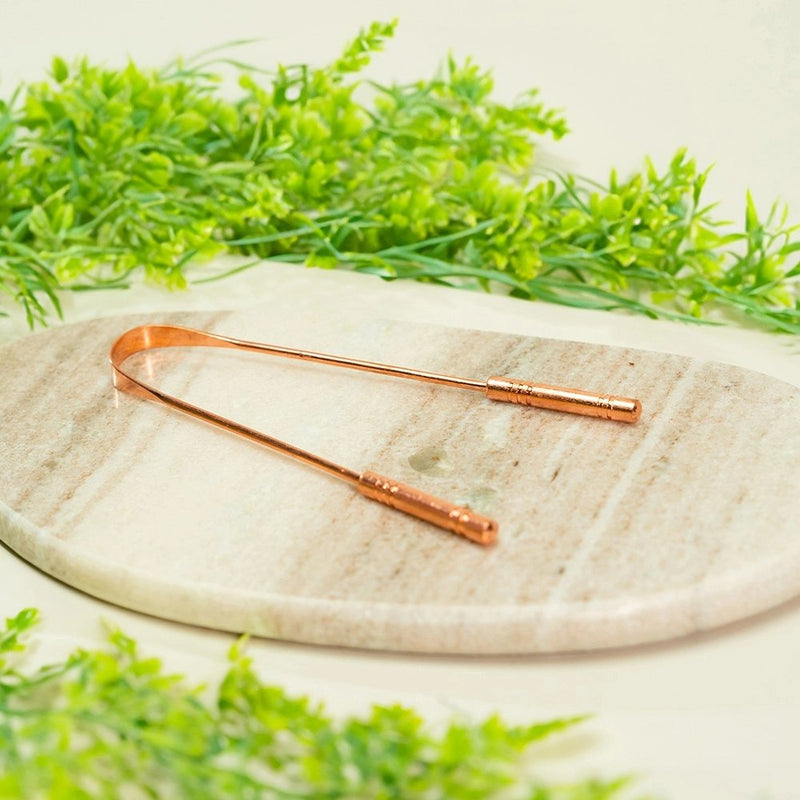 Ayurveda Specialist Luxury Tongue Scraper Pure Copper with 2 Handles, koperen tongschraper met twee handvatten