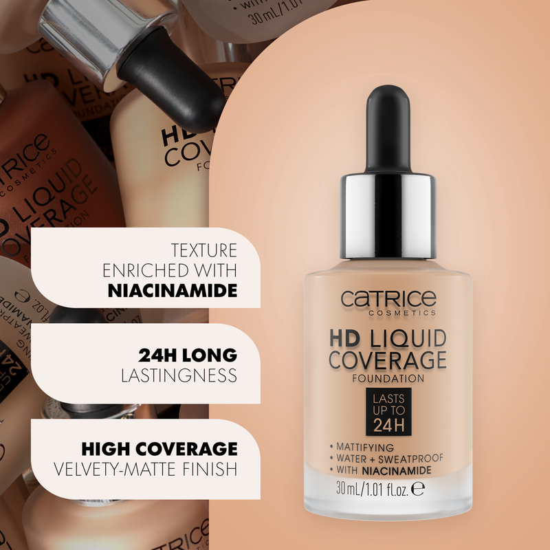 Catrice HD Liquid Coverage Foundation 020 Rose Beige, vloeibare foundation met hoge dekking, foto 5 van 7