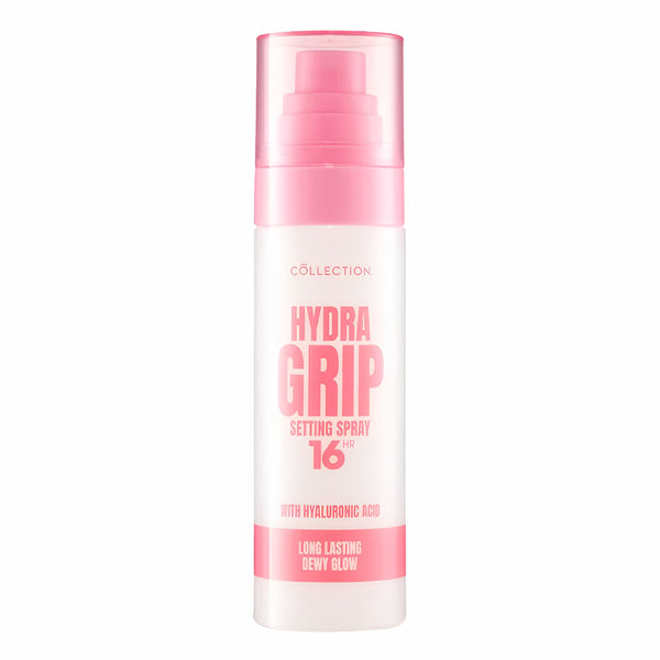 Collection Hydra Grip Setting Spray, fijne nevel voor langhoudende make-up met hydraterende ingrediënten.