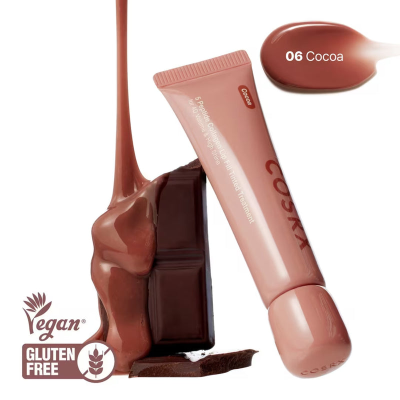 COSRX 5 Peptide Collagen Lip Fill Tinted Treatment 06 Cocoa, getinte lippenbalsem met peptiden en collageen, foto 3 van 8