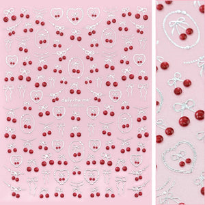 3D Embossed Nail Art Sticker Cherry Crush