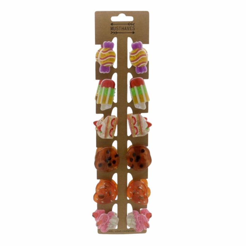 Hair Musthaves Hair Clips Desserts 12 Pcs, set van 12 haarclips met dessertthema.