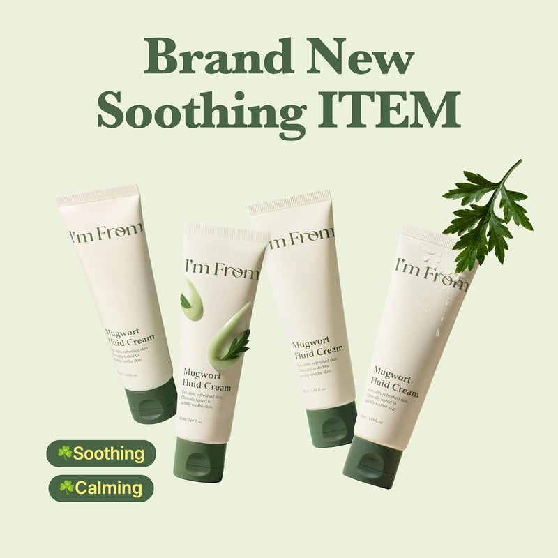 I'm From Mugwort Fluid Cream, lichte gezichtscrème met mugwort extract voor kalmering en hydratatie