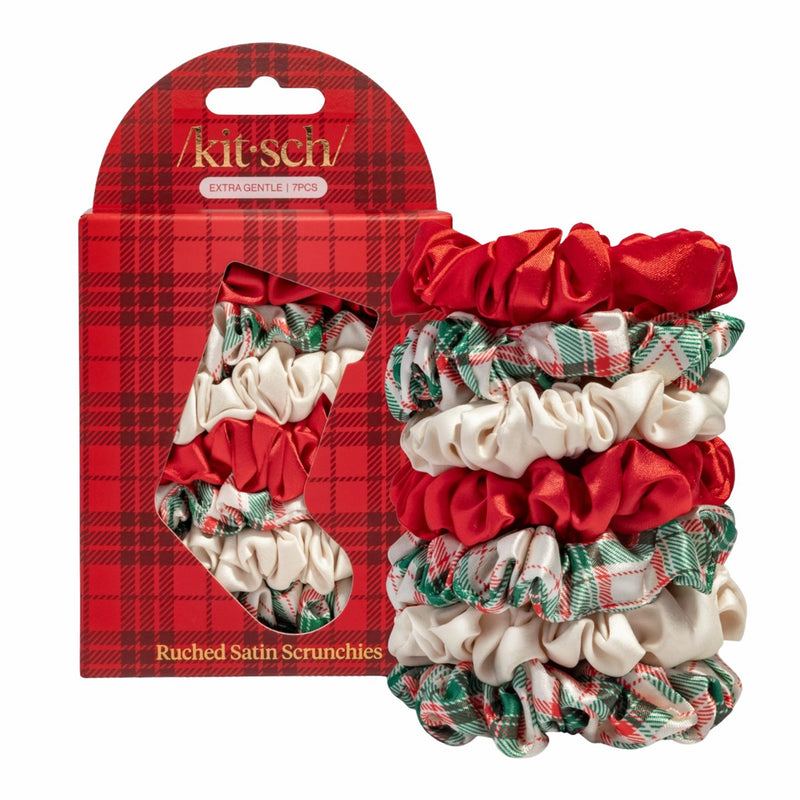 Kitsch Holiday Ruched Satin Scrunchies 7pc Set 1