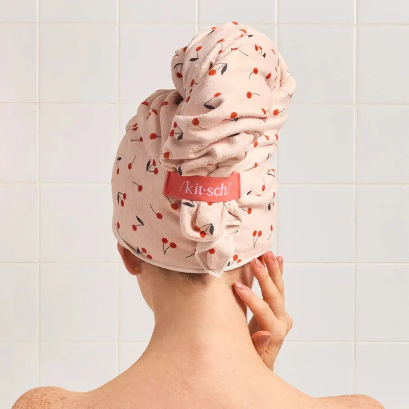 Kitsch Kitsch XL Hair Towel Wrap Cherry Print