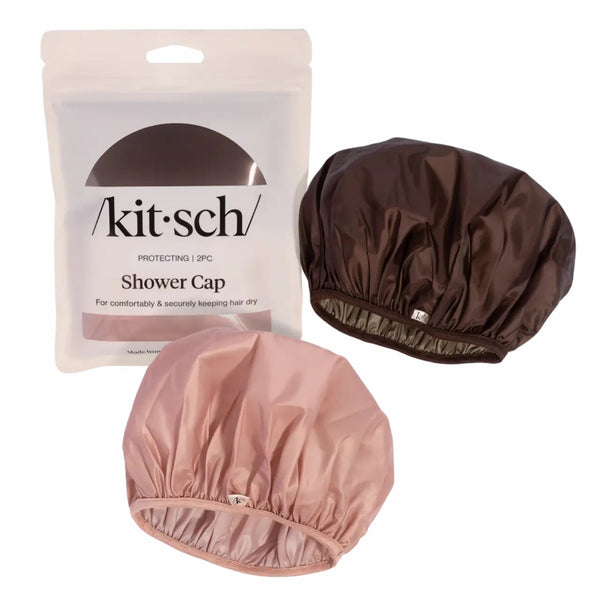 Kitsch Shower Cap Set Terracotta & Brown