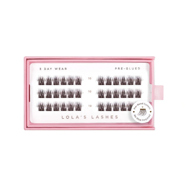 Lola's Lashes Pre-glued Lashes Soft Wisp Brown 10mm, voorgelijmde bruine clusterwimpers