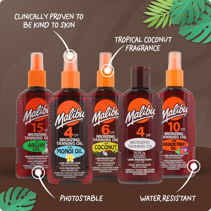 Malibu Suncare SPF 15 Bronzing Tanning Oil With Coconut 200 ml.