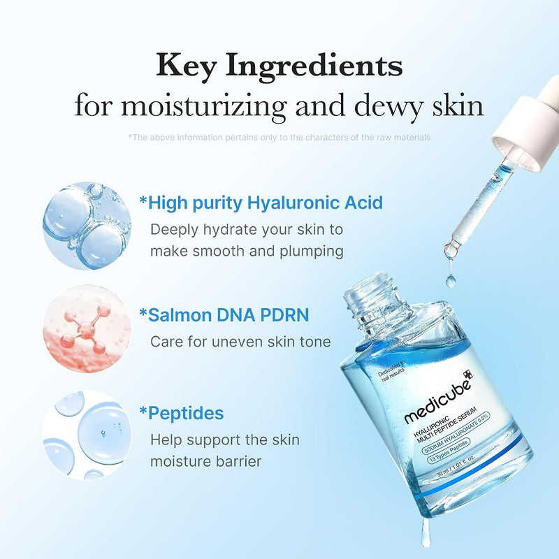 Medicube Hyaluronic Multi Peptide Serum, hydraterend gezichtsserum met hyaluronzuur en peptiden