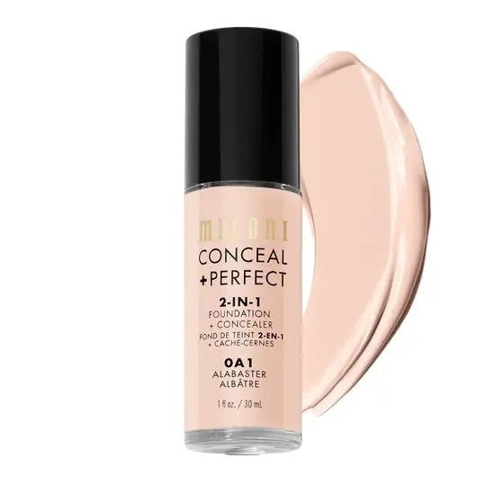 Milani 2-in-1 Foundation and Concealer 0A1 Alabaster, foundation en concealer in één