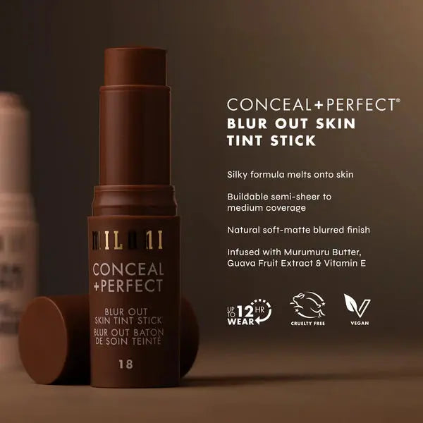 Milani Conceal + Perfect Blur Out Skin Tint 14 Tan Golden Olive, romige foundation stick, foto 4 van 7