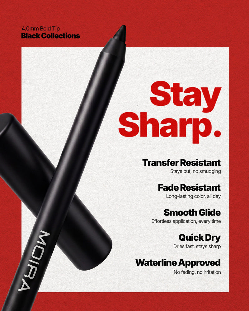 Moira 24HR Bold Gel Liner 001, Black