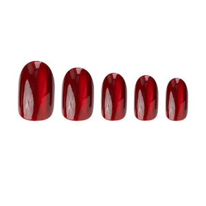 Oval Cherry Kiss Cat Eye Nails