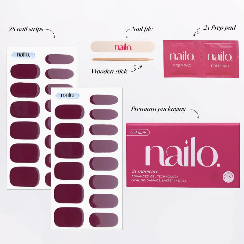 Nailo gellak stickers Merlot Magic, diep bordeauxrood