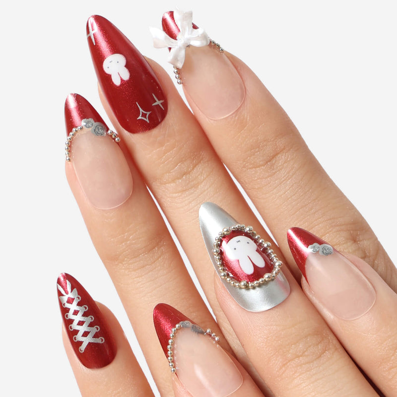 Never Have I Ever Press-On Nails Burgundy Miffy