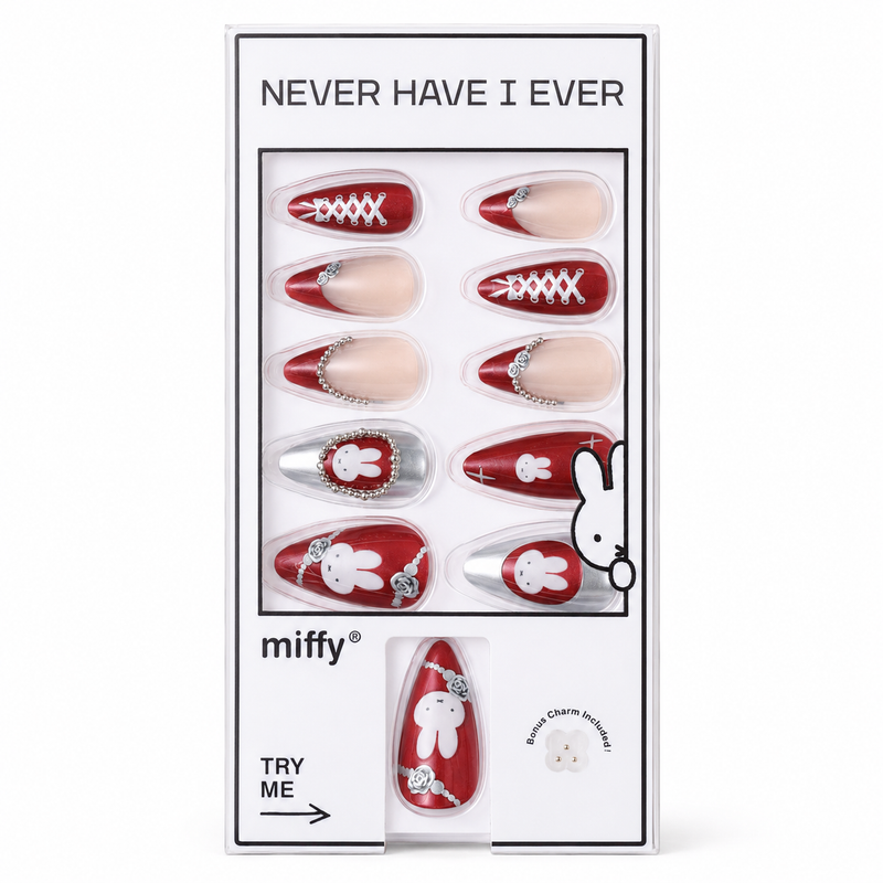 Never Have I Ever Press-On Nails Burgundy Miffy