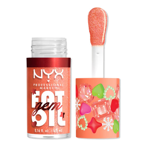 NYX Professional Makeup Bling the Halls Fat Oil Peach Diamond, glanzende lip oil met glitter