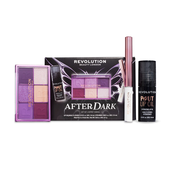 After Dark Giftset con la scatola e i tre prodotti accanto