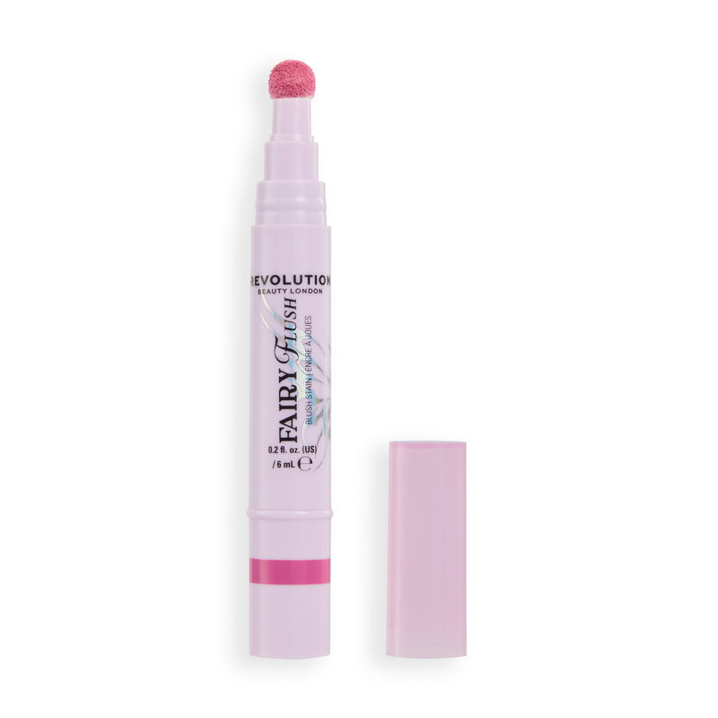 Geopende Fairy Flush Blush Stain Pixie Pink met ronde siliconen applicator