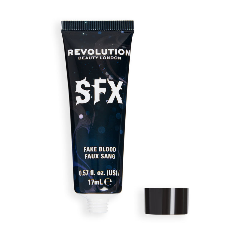 Open tube of SFX Fake Blood with the cap next to it
