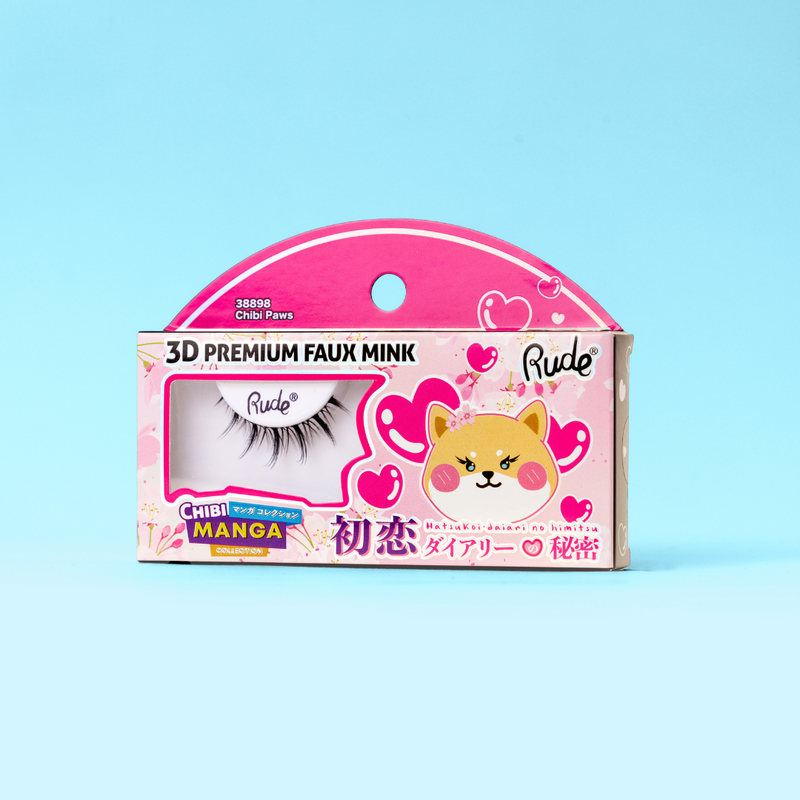 Rude Cosmetics Chibi Manga Collection 3D Faux Mink Lashes Chibi Paws, faux mink plakwimpers, foto 5 van 5