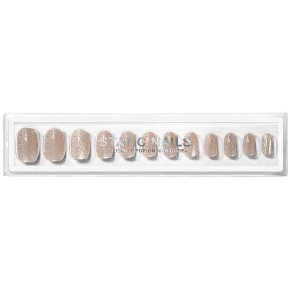 Static Nails Reusable Pop-On Manicure Pops For Champagne Velvet Round