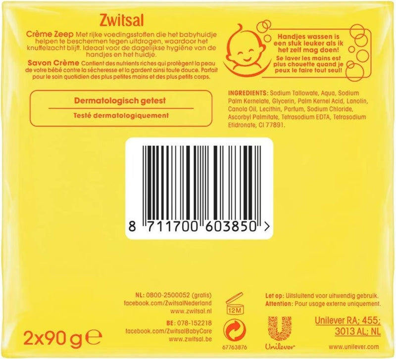 Zwitsal Cream Bar Soap 2 Pack 2
