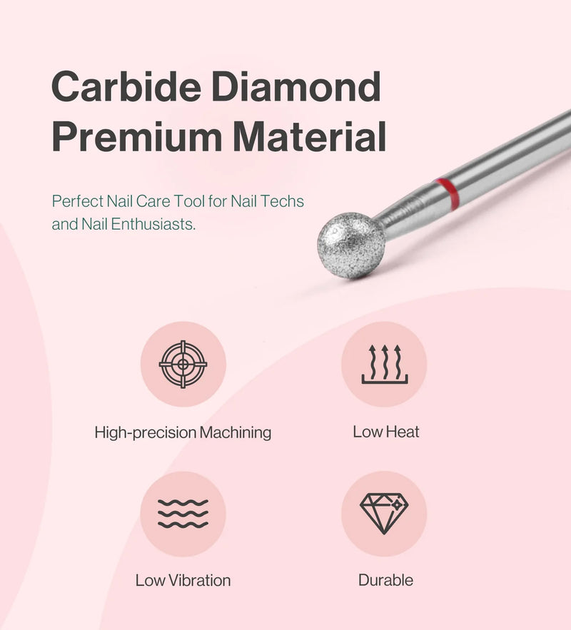 Ball Shape Tungsten Carbide Safety Under Nail Cleaner Nail Drill Bit