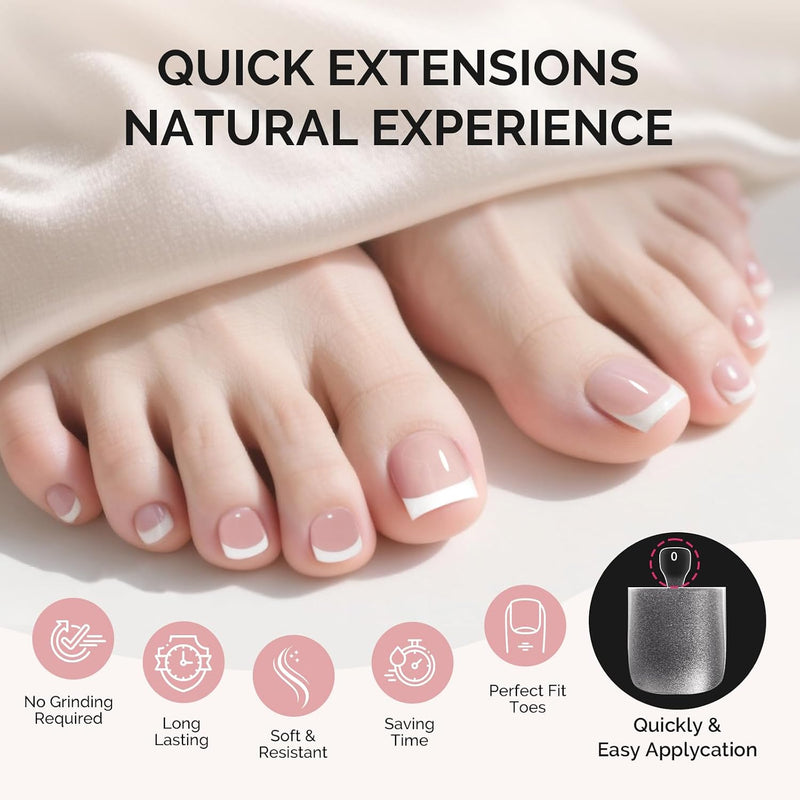 Full Cover Soft Gel Toe Nail Tips Short Square 300pcs