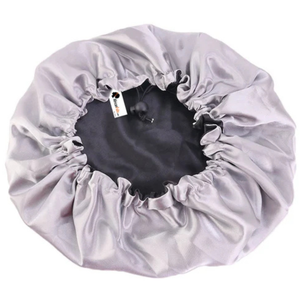 Black/Grey Satin Hair Bonnet Reversable