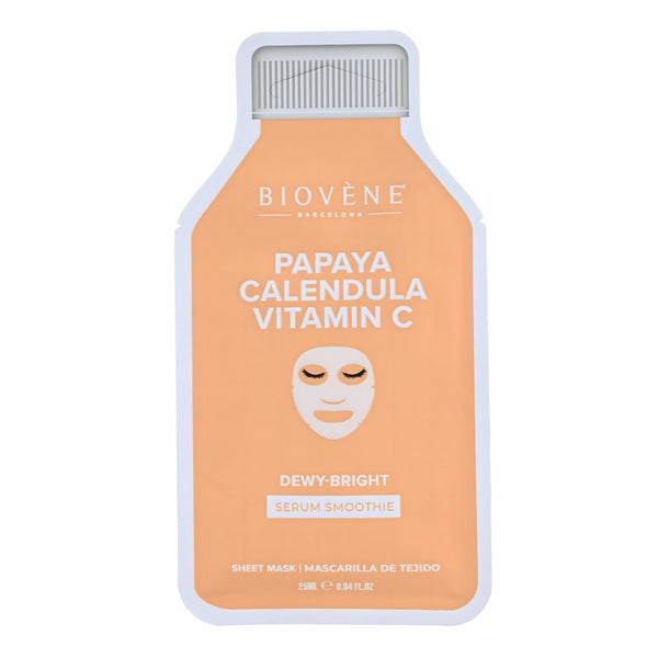 Biovene Papaya + Vitamin C Dewy Bright! Smoothie Serum Sheet Mask With Brightening Vitamin C, Papaya And Calendula