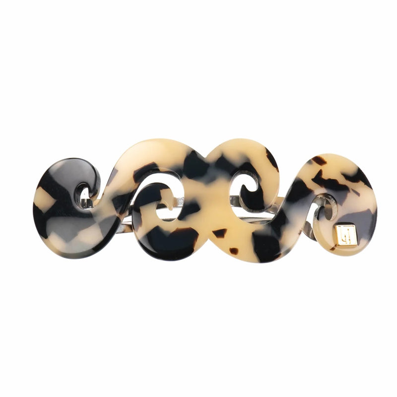 Bon Dep Waves Clip Light Horn, luxe haarklem met golfvormig design in zwart en beige