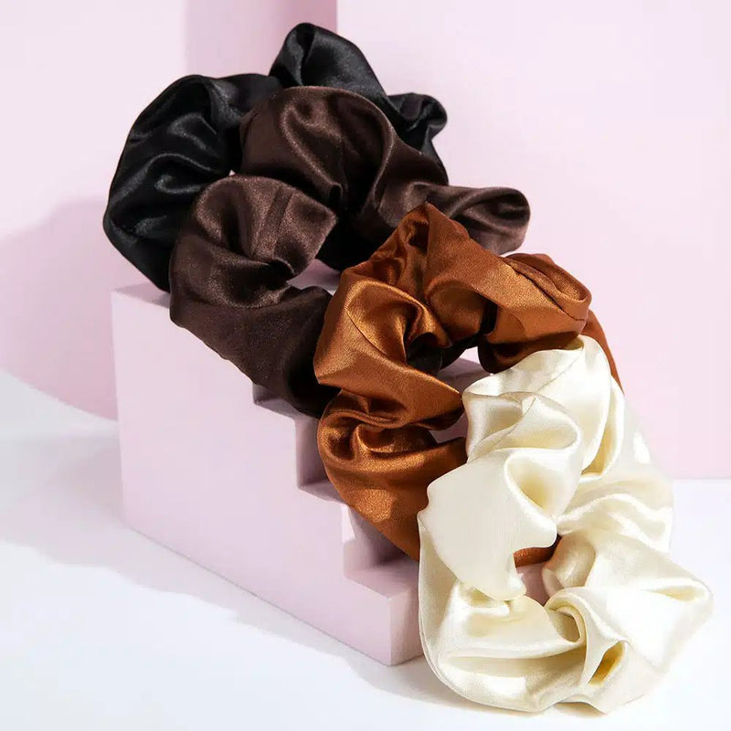 Brushworks Everyday Satin Scrunchie Set, set van zes satijnen scrunchies