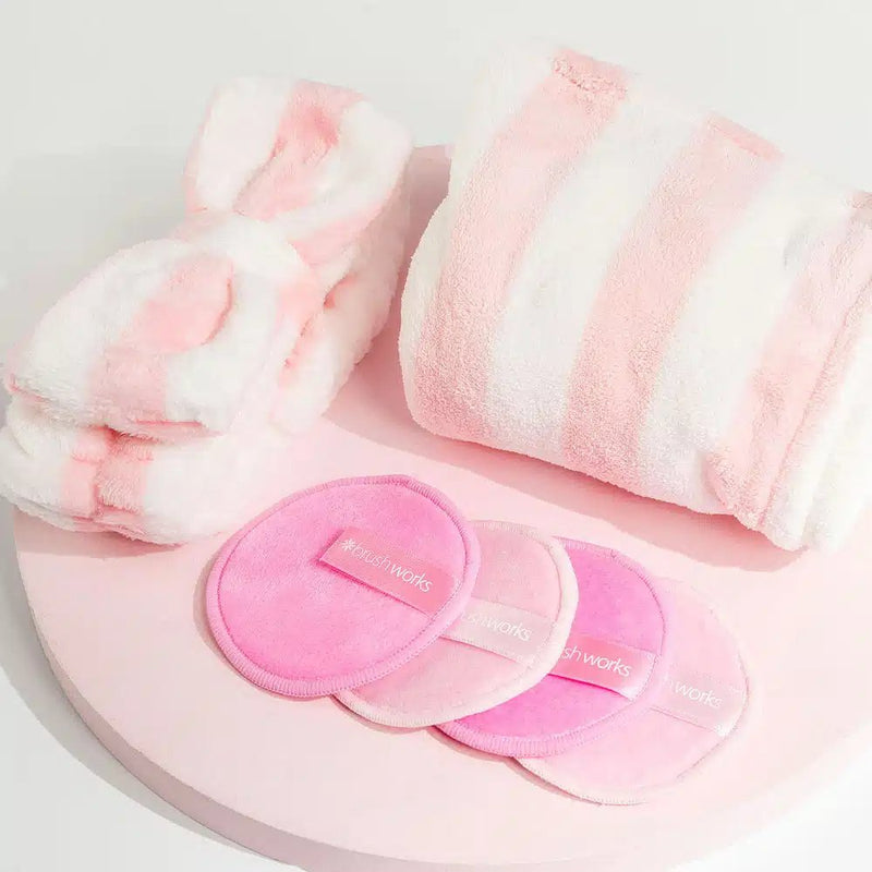 Brushworks Luxury Refresh Set, set met haarband, handdoek en make-up remover pads