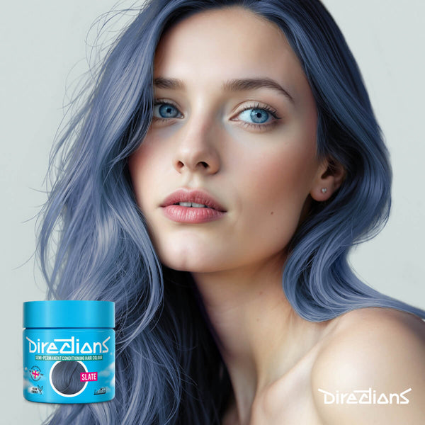 Directions Hair Color #slate, semi-permanente haarverf in slate kleur, op model