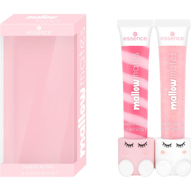 Essence Mallow Mates Peptide Lip Duo 01 Better Together, set met lipmasker, lipgloss en houder