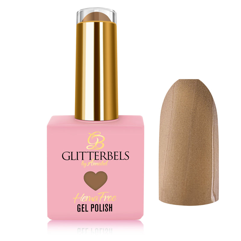 Glitterbels Gel Polish Saddle Up, rokerige grijsbruine gellak met satijnen finish