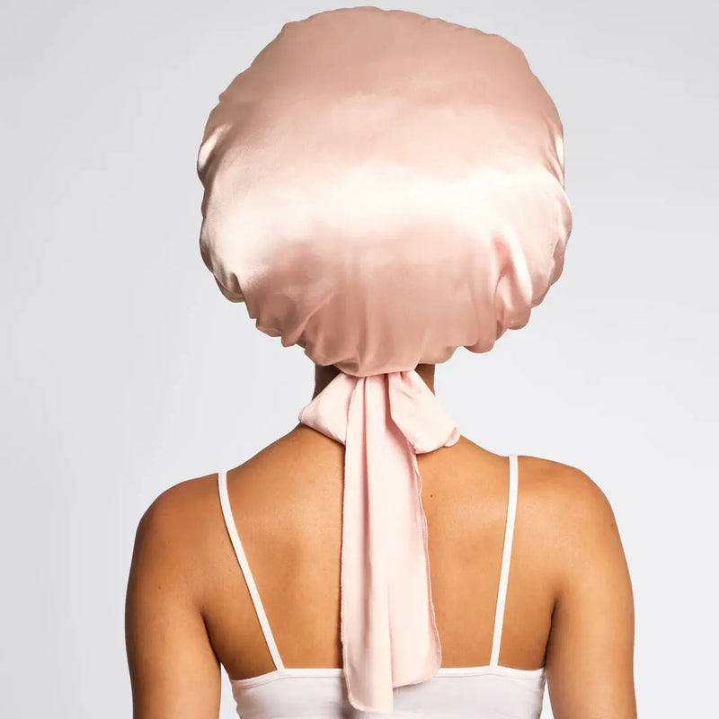 Kitsch Adjustable Oversized Satin Bonnet Blush