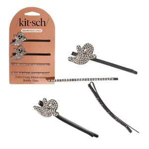 Extra Long Metal Rhinestone Bobby Pins Ghost