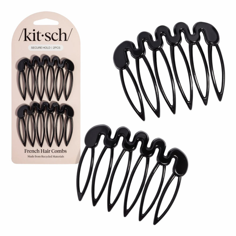 Kitsch French Hair Combs 2pc Set Black 1