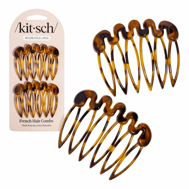 Kitsch French Hair Combs 2pc Set Tort 1