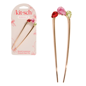 Holiday Metal Gemstone French Hair Pin