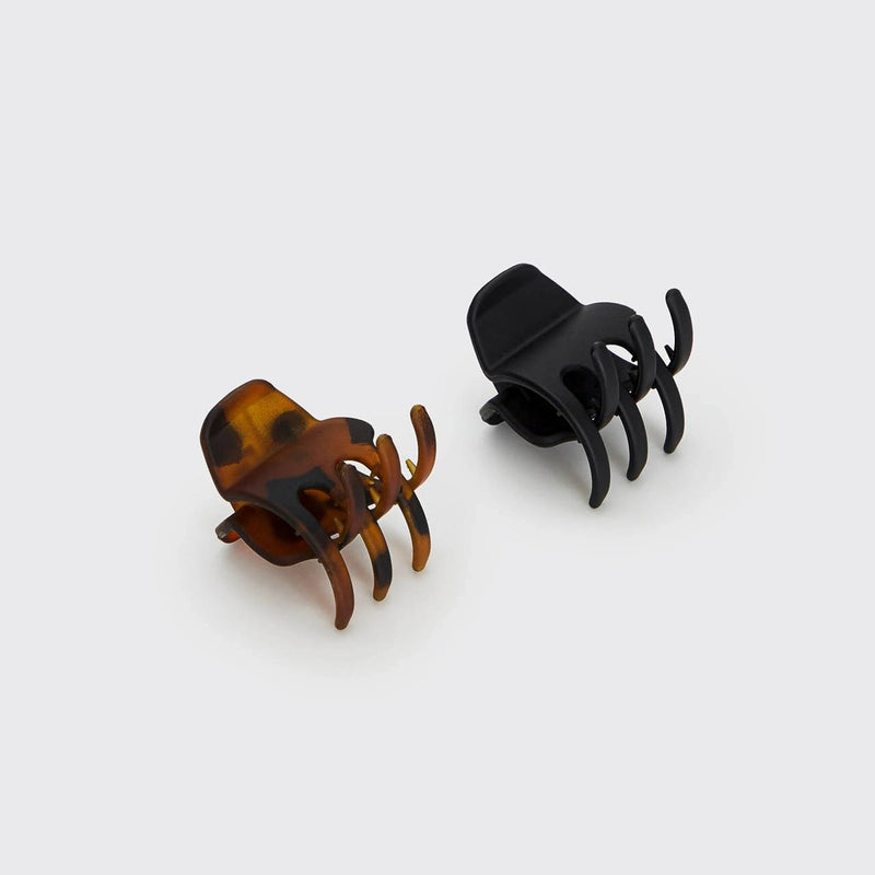 Kitsch Medium Claw Clips 2pc Set Black & Tort, set van twee haarclips