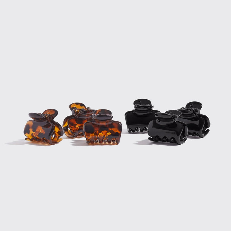 Kitsch Medium Puffy Claw Clips 2pc Set Black & Tort, set van twee haarclips