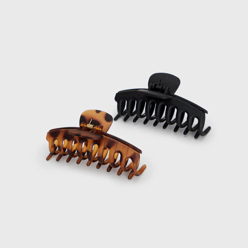 Kitsch Oversized Matte Claw Clips 2pc Set, twee grote haarclips met matte finish