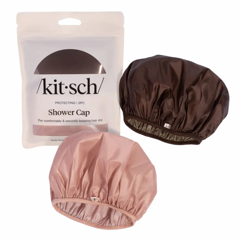Kitsch Shower Cap Set Terracotta & Brown